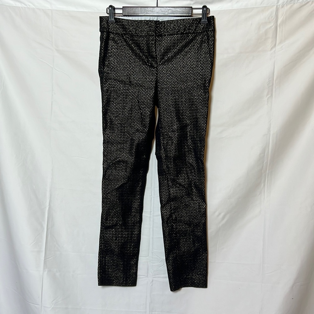 *METALLIC PARTY PANTS* Ann Taylor Loft sz 4 Marissa fit black/gold skinny pants